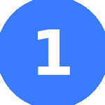 a white number 1 on a blue circular background